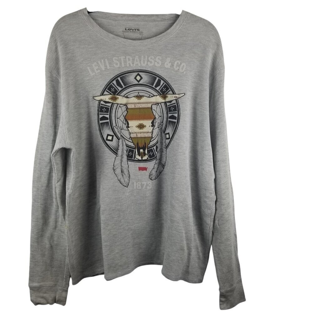 Levi's Strauss & Co Men's Gray Waffle Knit Long-Sleeve Thermal Shirt Sz XXL